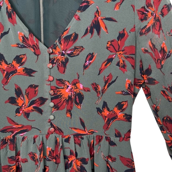 Madewell Ruffle Sleeve Women’s Dress In Winter Orchid Dark Florals Sz 4 - Picture 6 of 13